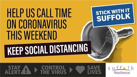 Help us call time on Coronavirus this weekend - Keep social distancing. Stick with it Suffolk.